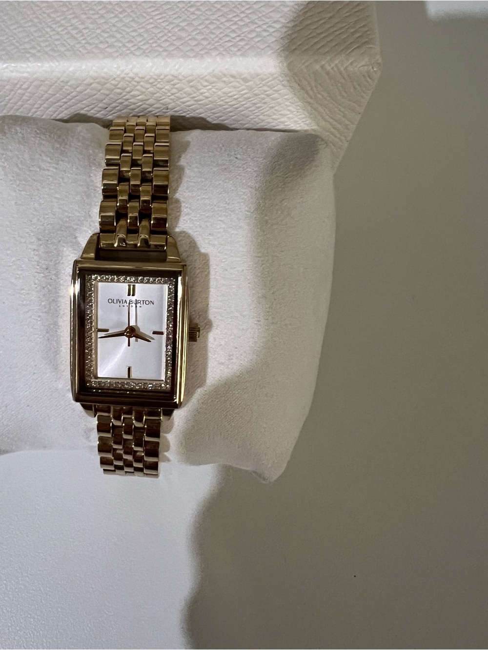 OLIVIA BURTON Gold Rectangular Bracelet Watch with White Dial